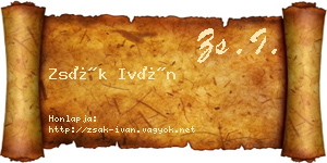 Zsák Iván névjegykártya